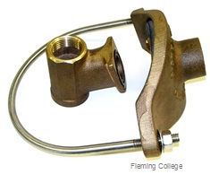 This is an image of a brass clearway pitless adapter. Picture provided by Fleming College.