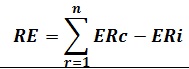 RE equals summation of n, where r equals 1, ERc minus ERi.