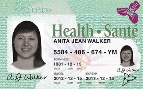 Black and white photo health card (no sex designation) — front