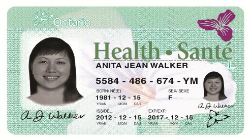 Black and white photo health card — front