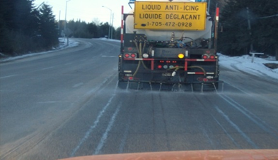 Truck application of anti-icing liquid