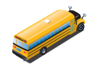 Illustration of rear and right side of a school bus