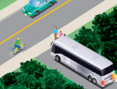 Diagram showing how to yield the right-of-way in a bus