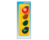 a red light with a left-turn green arrow