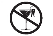 Symbole indiquant que l'alcool au volant n'est pas permis.