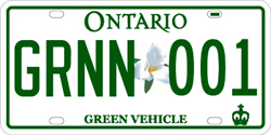 Spéciale de plaque d'immatriculation verte pour véhicules admissibles