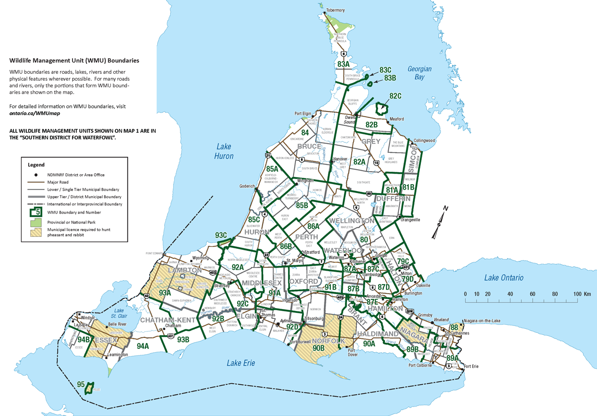 Wmu Map Ontario 2020 Wildlife Management Unit Map 1 – Southwestern Ontario | Ontario.ca