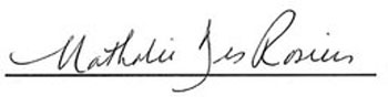 Signature of Minister Nathalie Des Rosiers on January 28, 2018