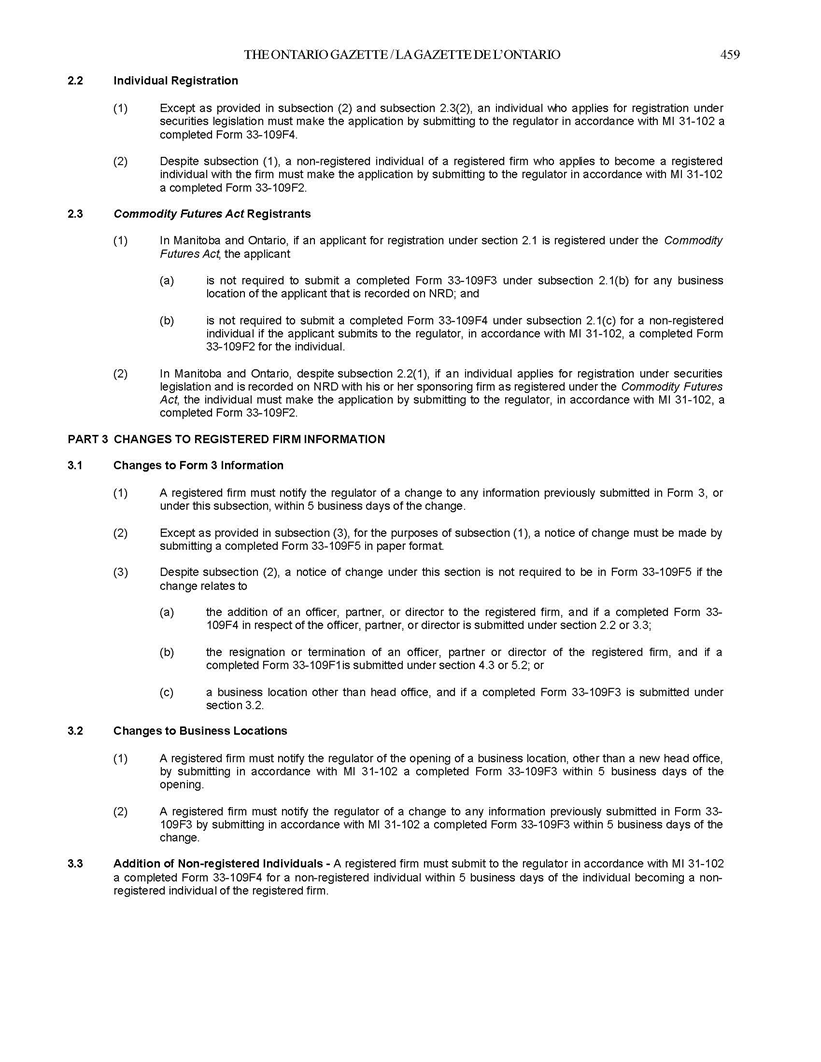 Photocopy of Multilateral Instrument 33-109