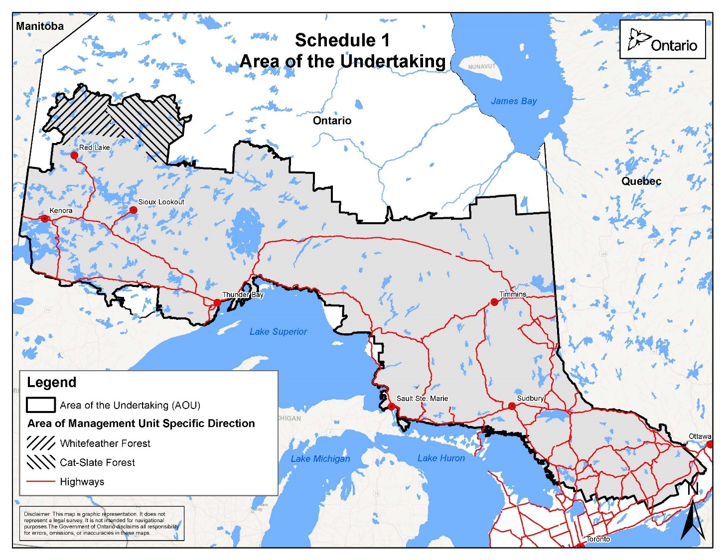 Schedule 1 - Area of Undertaking - Whitefeather Forest and Cat-Slate Forest are indicated by shaded areas