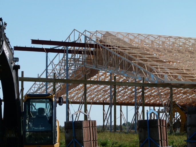 Figure 2. Roof trusses of a barn under construction.