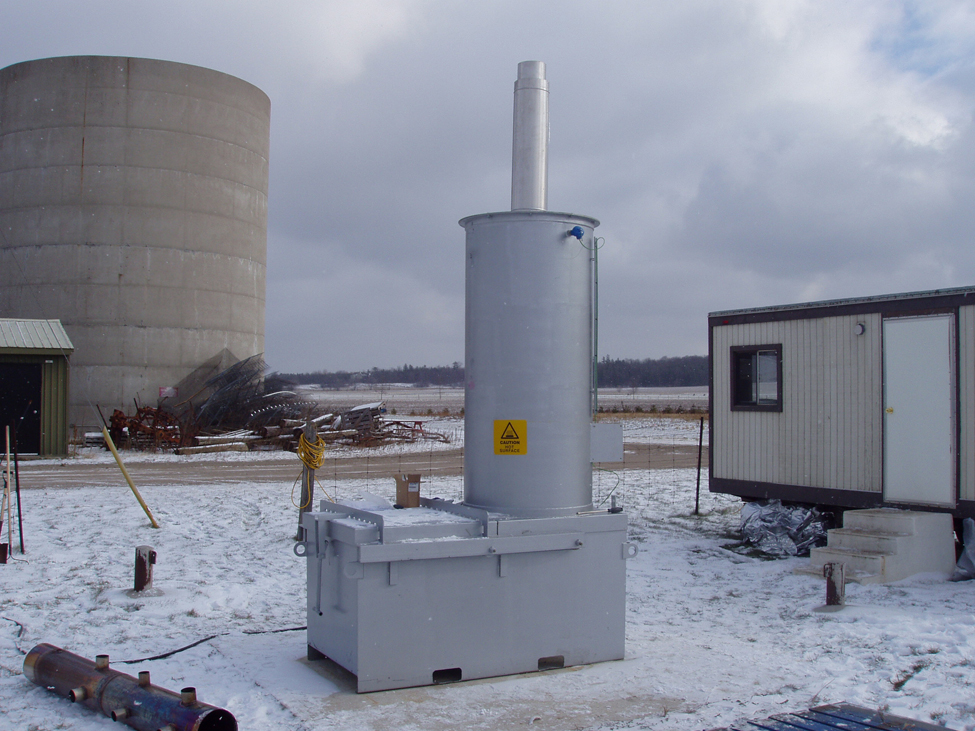 An on-farm incinerator.