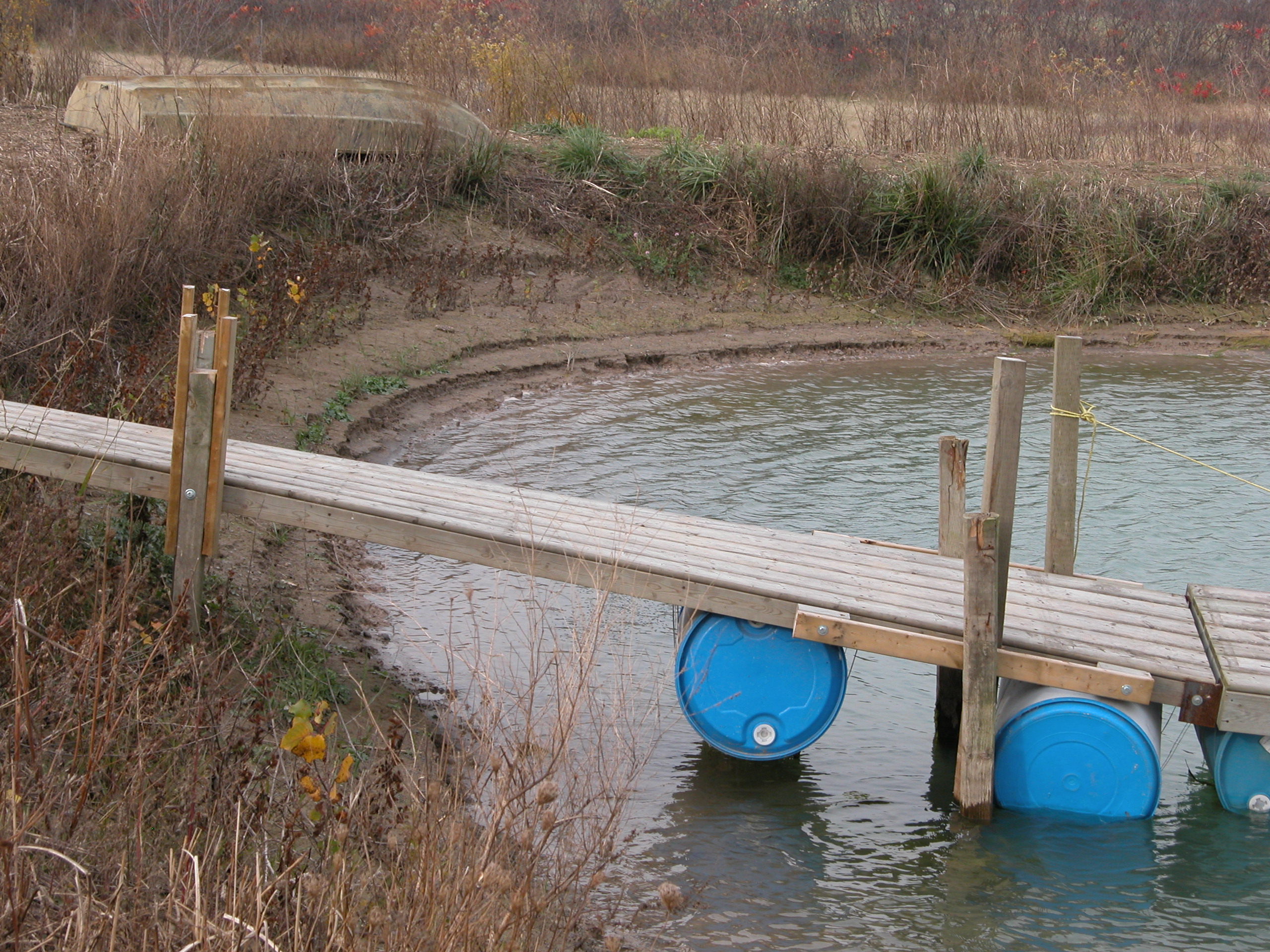 Wave action erosion at the high water level