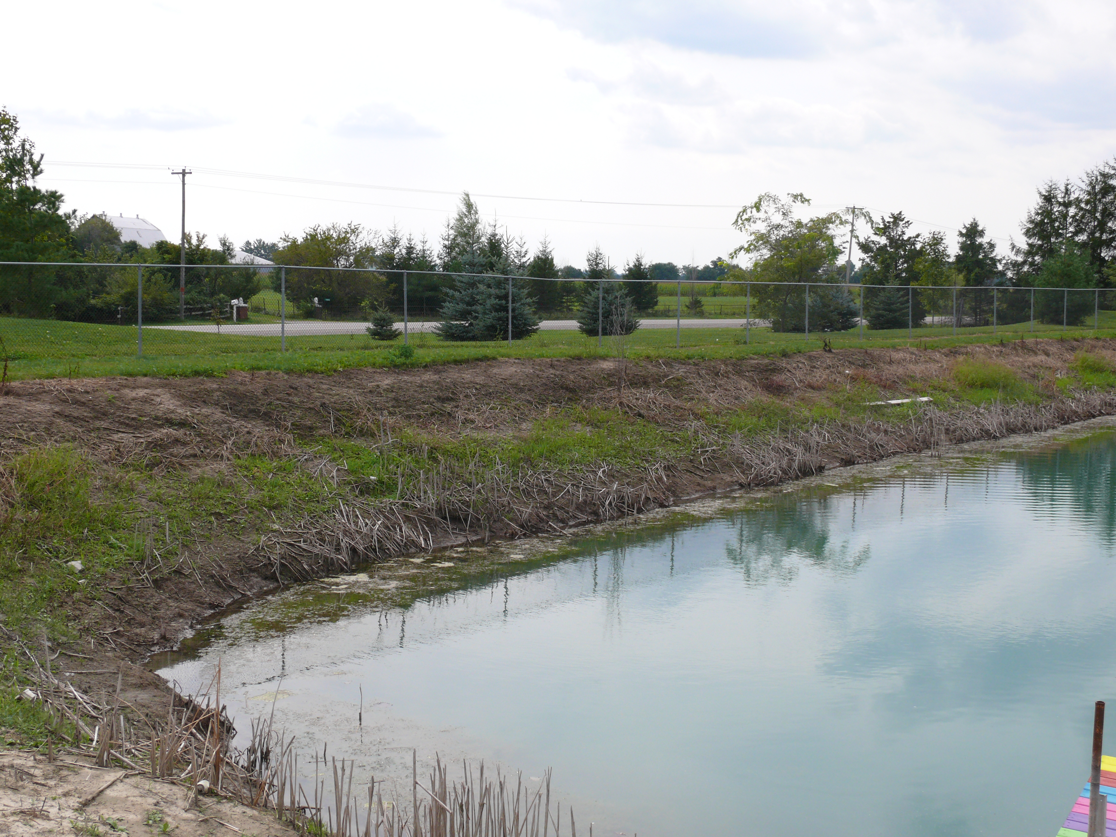 Safety fencing installed around the entire reservoir