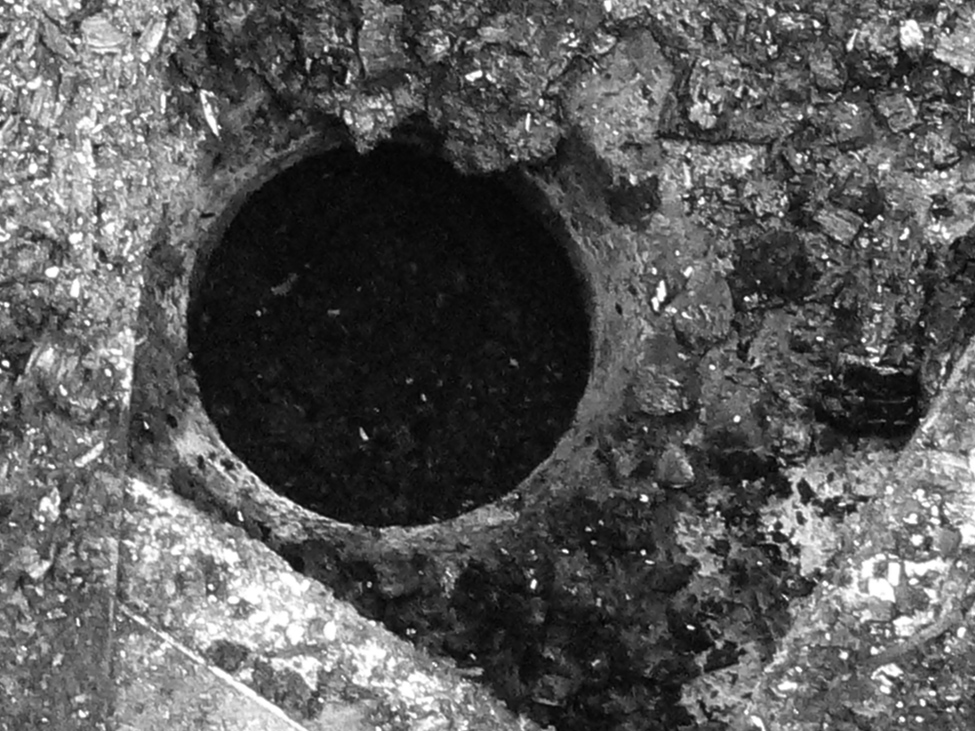 Open pull plug hole that is a suspected source of methane
