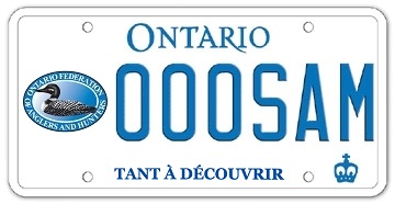 Illustration d’une plaque d’immatriculation- Fédération des pêcheurs et chasseurs de l’Ontario