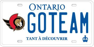 Illustration d’une plaque d’immatriculation - Sénateurs d’Ottawa