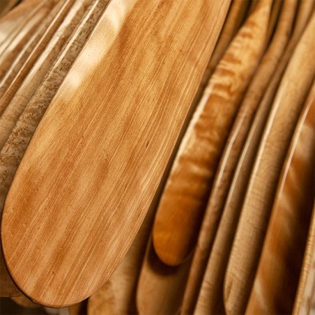 close-up photo of wooden canoe panels
