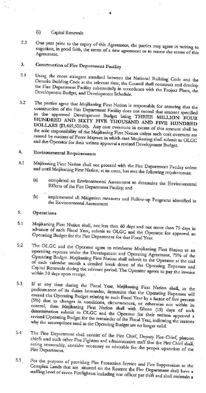 Page 4 of Casino Rama Fire Protection Agreement