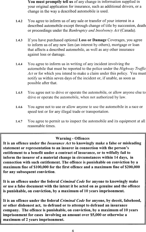 Title: Ontario Automobile Policy (OAP 1) - Description: Photocopy of Ontario Automobile Policy (OAP 1)
