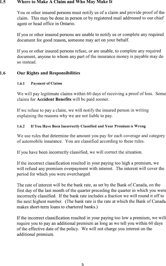 Title: Ontario Automobile Policy (OAP 1) - Description: Photocopy of Ontario Automobile Policy (OAP 1)