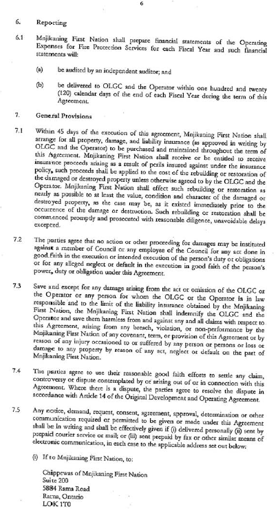 Page 6 of Casino Rama Fire Protection Agreement