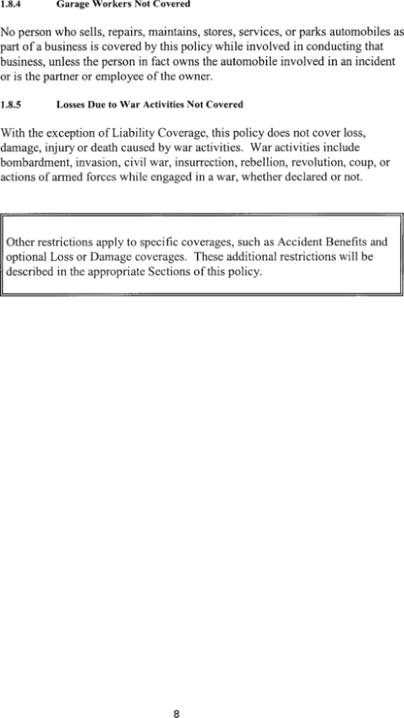 Title: Ontario Automobile Policy (OAP 1) - Description: Photocopy of Ontario Automobile Policy (OAP 1)