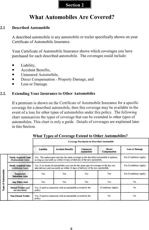 Title: Ontario Automobile Policy (OAP 1) - Description: Photocopy of Ontario Automobile Policy (OAP 1)
