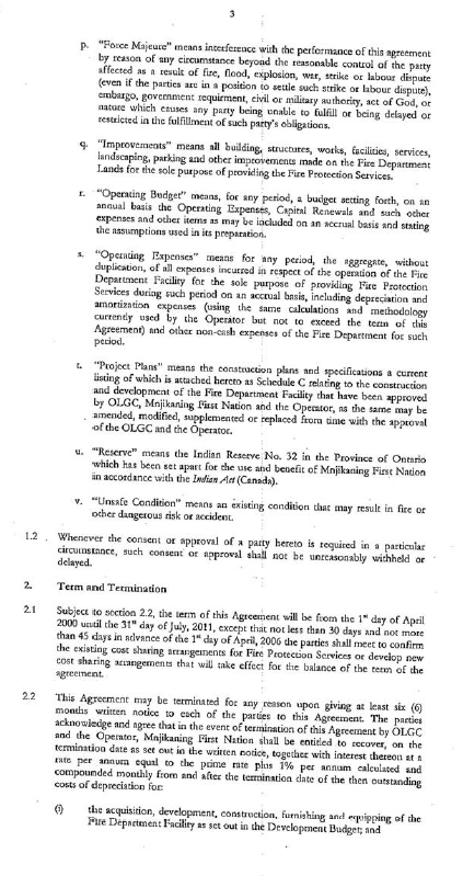 Page 3 of Casino Rama Fire Protection Agreement