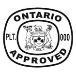 Illustration of inspection legend. The legend has two rounded squares, one inside of the other. The inner rounded square contains a stylized version of the Ontario coat of arms. The outer rounded square contains the bold text "Ontario" above the inner rounded square and "Approved" below the inner rounded square. The outer rounded square also contains the text "PLT." to the left of the inner rounded square and "000" to the right of the inner rounded square. This text alternative is provided for convenience only and does not form part of the official law.