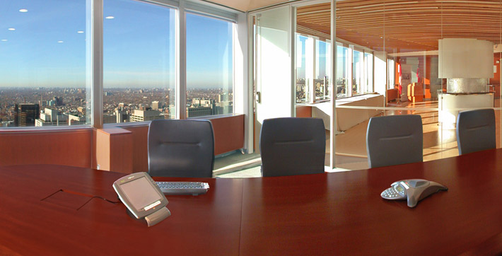 Photo of windows with a south west view of the city and Galleria from the Executive Boardroom