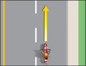 Diagram showing how to ride in the curb lane