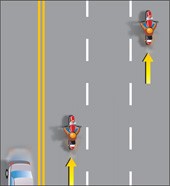Diagram showing driving on a freeway with three or more lanes