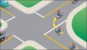 Diagramme montrant la façon d'effectuer des virages à gauche et à droite à partir des voies en bordure, des voies larges et des voies de dépassement.