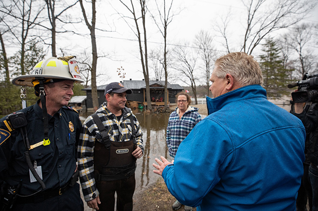 Premier ford discussing flooding during visit to flood impacted area in Spring 2019