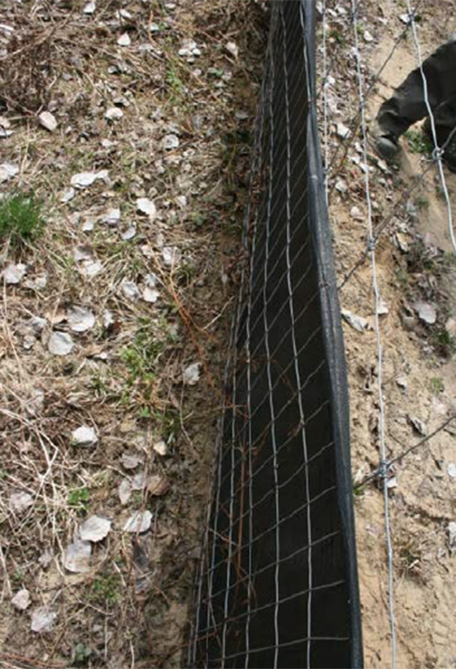 Figure 2: Image showing heavy-duty geotextile fencing.