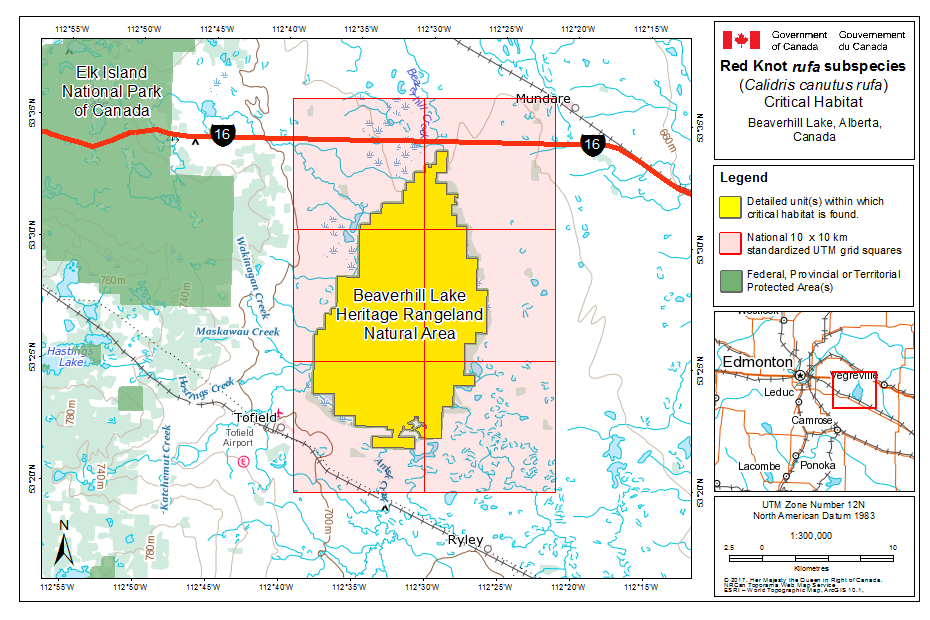 Map of Critical Stopover Habitat in Alberta