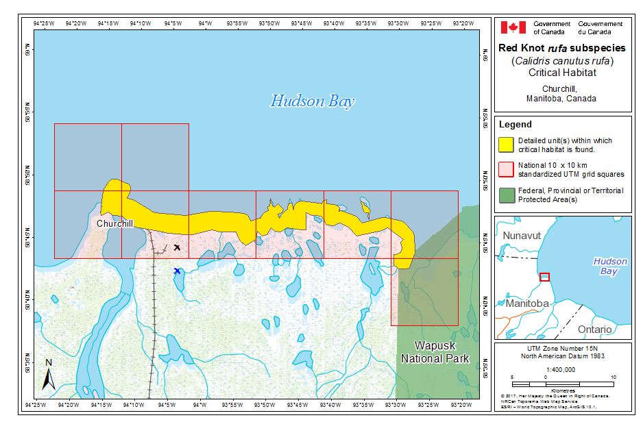 Map of Critical Habitat in Churchill, Manitoba