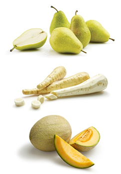 pears, parsnips, muskmelon