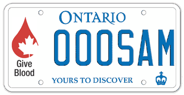 Illustration of Licence Plate - Canadian Blood Services (English)