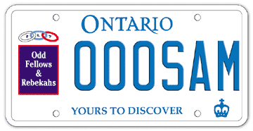Illustration of Licence Plate - Grand Lodge of Ontario Independent Order of Odd Fellows
