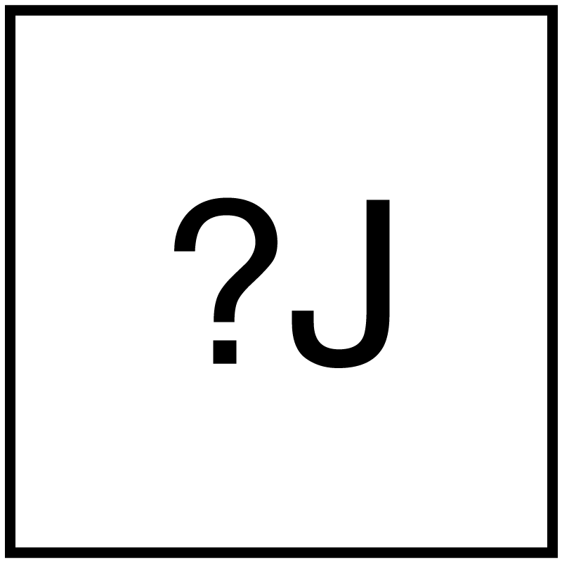 They symbol used for a Joint-Emergency Information Centre. A black lined square on white background with a question mark. The letter ‘J’ may be added to signify a Joint-EIC which contains representatives from multiple organizations.