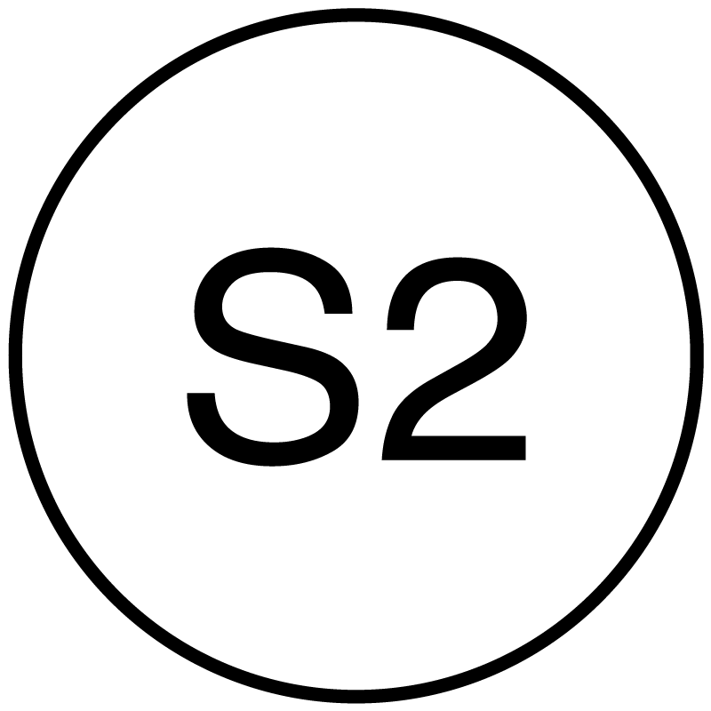 The symbol used for more than one Staging Area. A black circle on white background with a black lettered ‘S’ in it. More than one staging area may be designated by the addition of a number beside the letter (e.g., ‘S2’).