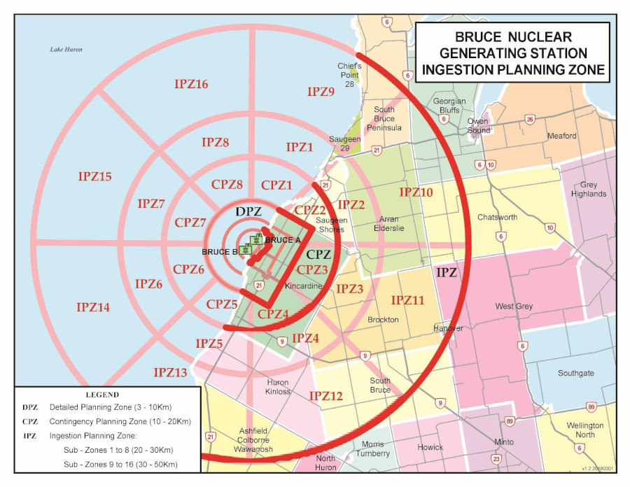 Map of Bruce Nuclear Generating Station Ingestion Planning Zone