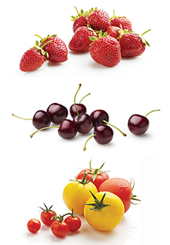 Strawberries, cherries, GH tomatoes
