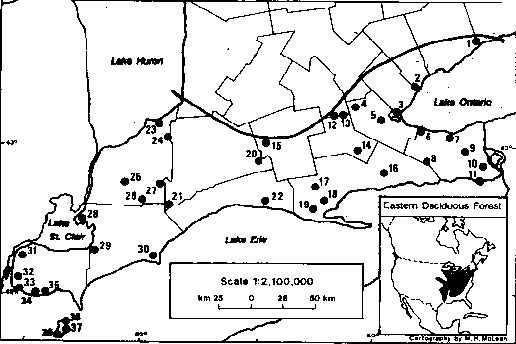 Figure A-2 shows the 38 Carolinian Canada Sites across Ontario.