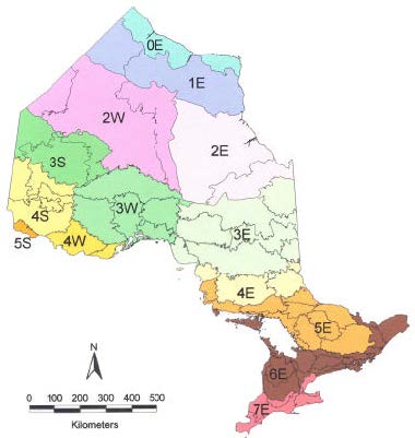 Figure 2-1. Hill's Site Regions (modified) in Ontario.