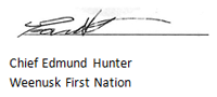 Signature of Chief Edmund Hunter.