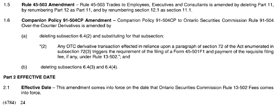 Image of Rule 13-502, Fees, Consequential Amendments, Part 1 Amendment continued, Part 2 Effective Date